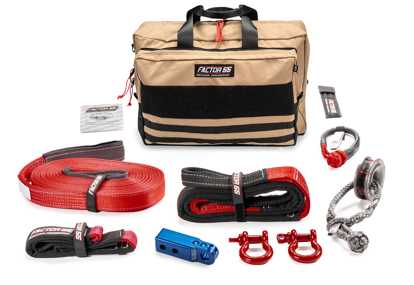 Factor 55 Sawtooth Vehicle Recovery Kit ? This is our medium size kit for winch recovery and towing operations with blue HitchLink 2.0 and Large Bag