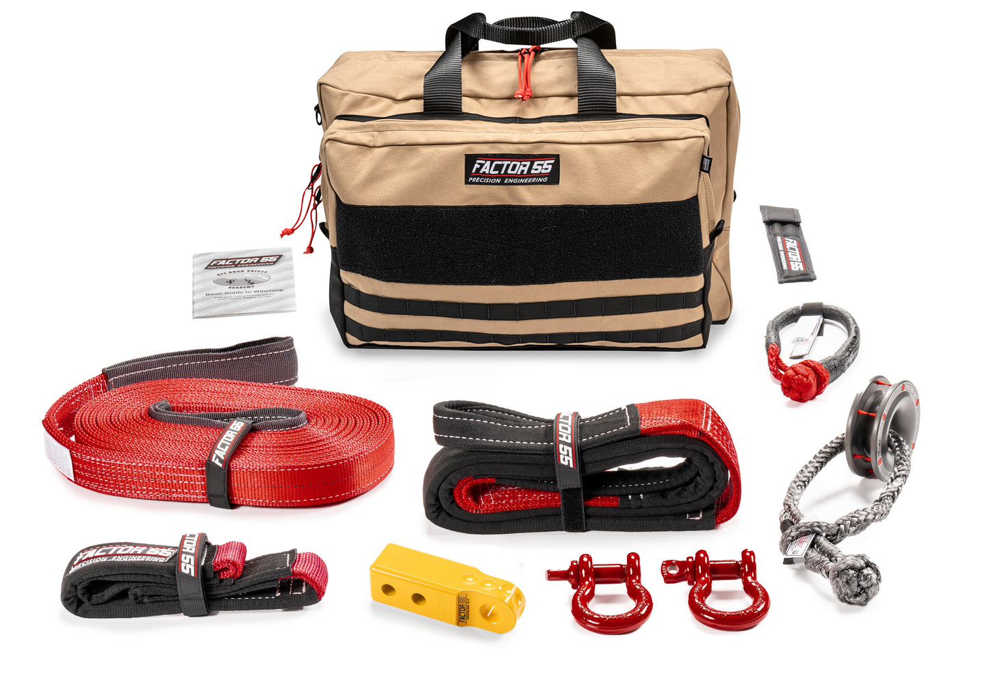 Factor 55 Sawtooth Vehicle Recovery Kit ? This is our medium size kit for winch recovery and towing operations with yellow HitchLink 2.0 and Large Bag