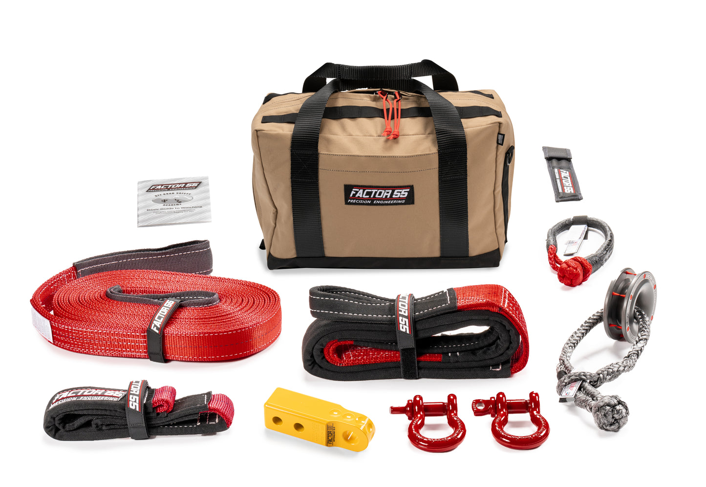 Factor 55 Sawtooth Vehicle Recovery Kit ? This is our medium size kit for winch recovery and towing operations with yellow HitchLink 2.0 and Medium Bag