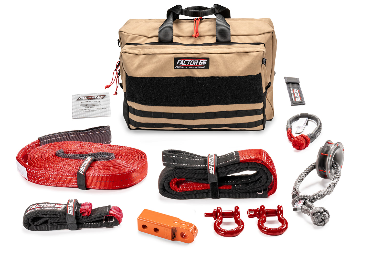 Factor 55 Sawtooth Vehicle Recovery Kit ? This is our medium size kit for winch recovery and towing operations with orange HitchLink 2.0 and Large Bag