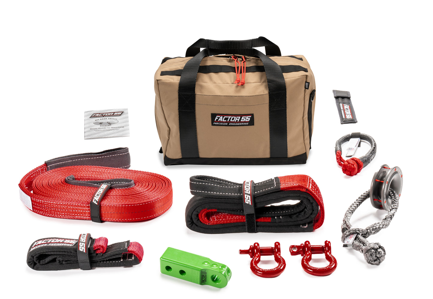 Factor 55 Sawtooth Vehicle Recovery Kit ? This is our medium size kit for winch recovery and towing operations with green HitchLink 2.0 and Medium Bag