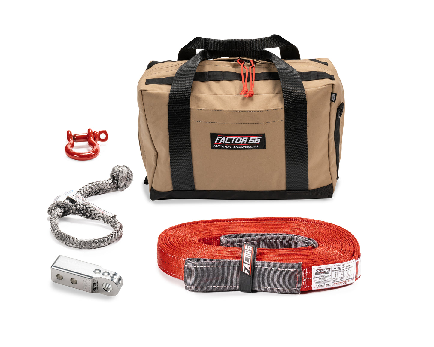 Factor 55 Owyhee Vehicle Recovery Kit ? Small size kit for towing and recovery operations with silver HitchLink 2.0 and Medium Bag