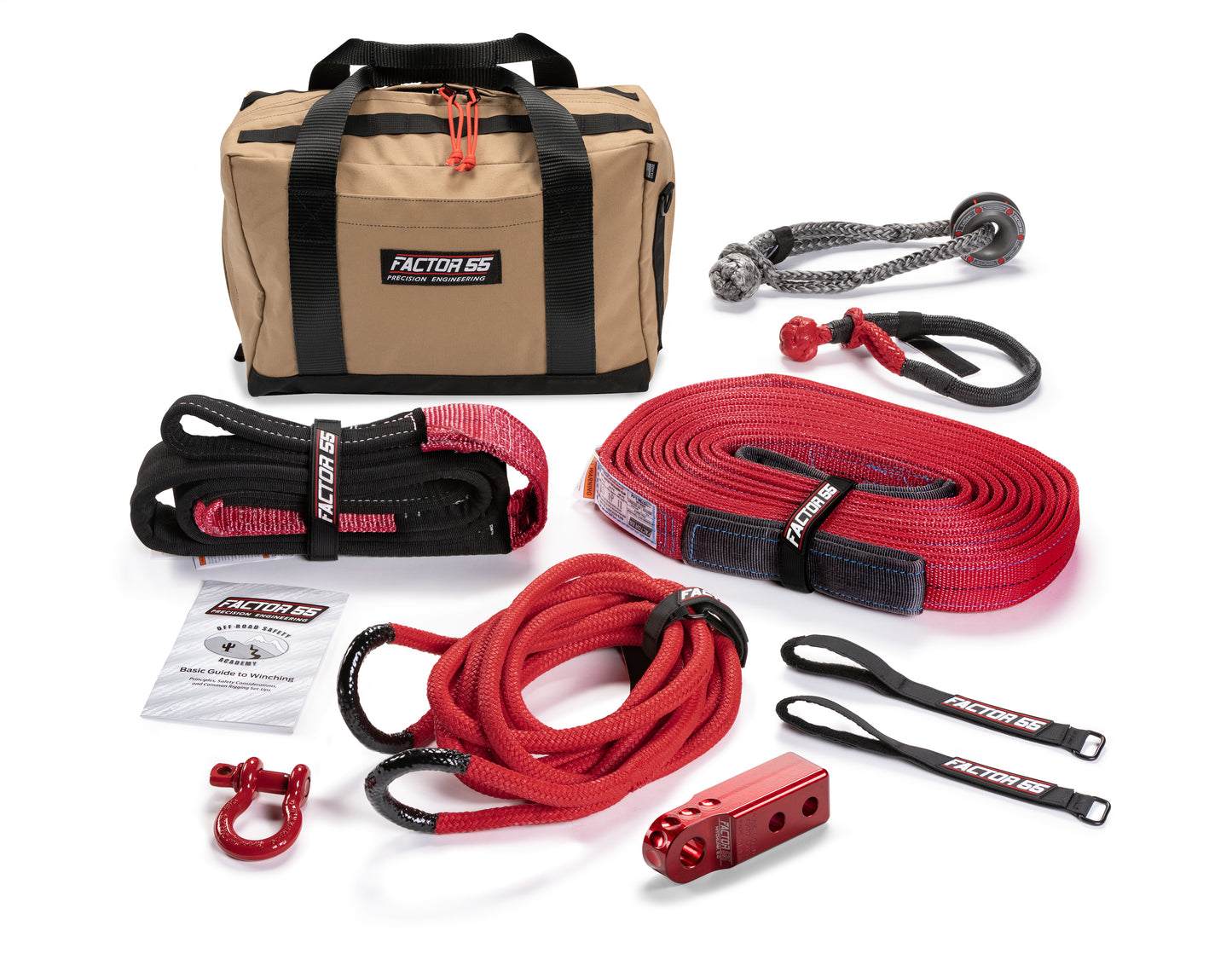 Factor 55 The Hemingway recovery gear kit is our largest and most full-featured UTV-specific kit. It has everything needed for UTV recovery all in one package with a red HitchLink 2.0 and Medium Bag