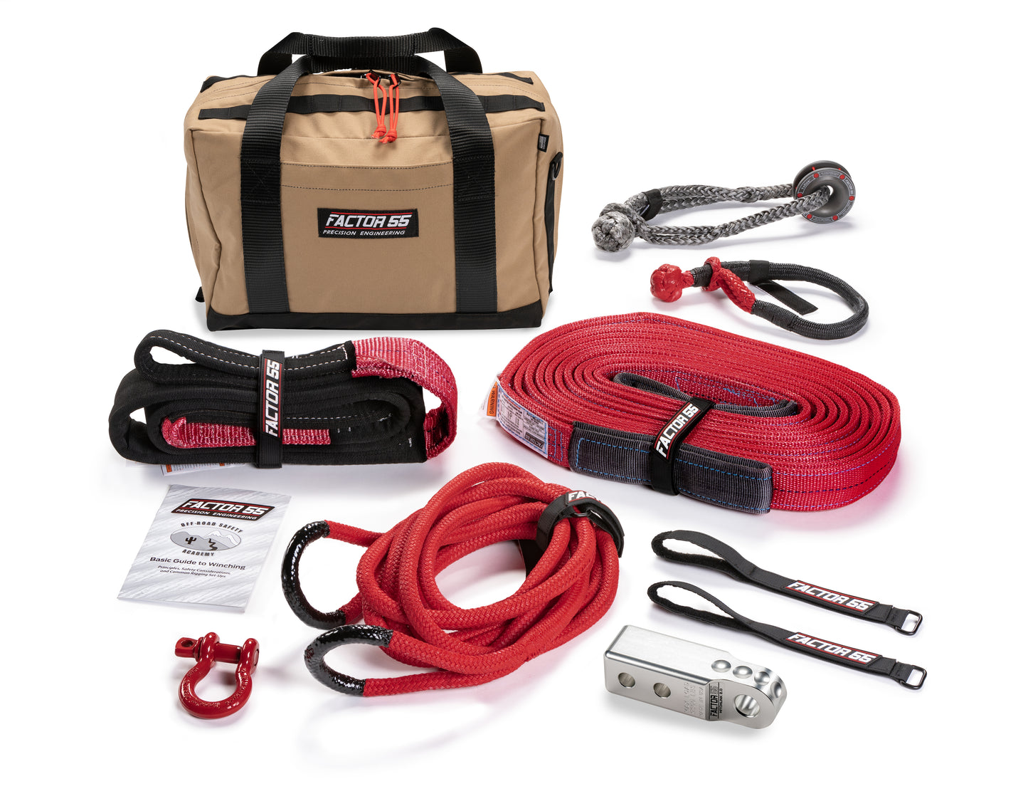 Factor 55 The Hemingway recovery gear kit is our largest and most full-featured UTV-specific kit. It has everything needed for UTV recovery all in one package with a silver HitchLink 2.0 and Medium Bag