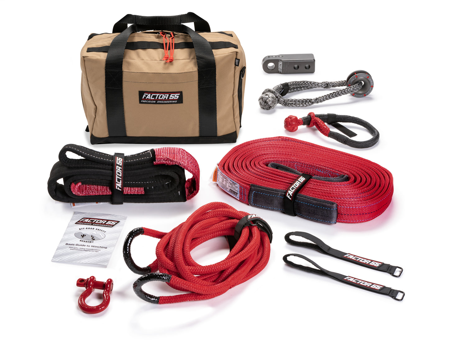 Factor 55 The Hemingway recovery gear kit is our largest and most full-featured UTV-specific kit. It has everything needed for UTV recovery all in one package with a gray HitchLink 2.0 and Medium Bag