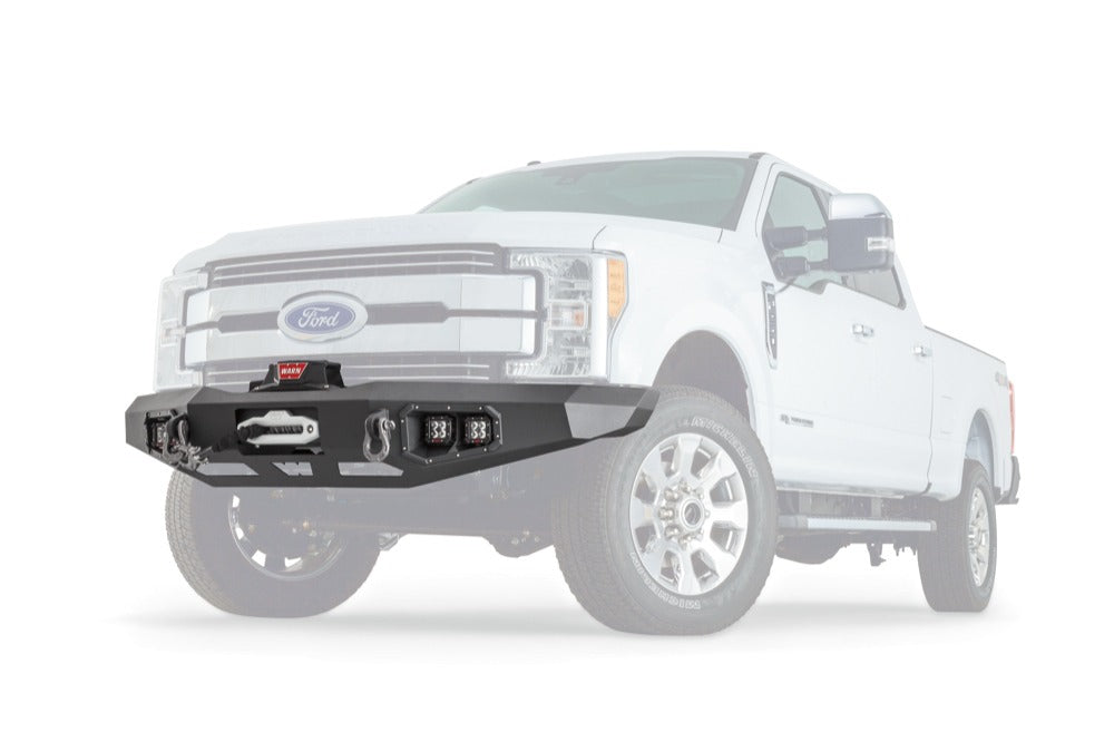 Warn Ascent Front Bumper for Ford Super Duty featuring an integral winch mount for WARN mid-frame winches