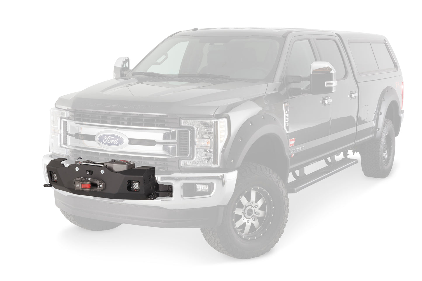 Warn Bolt-on full grille guard bundle for Trans4mer mounting system. Welded tabs allow for mounting of lights and offers increased protection for the OE bumper, winch, vehicle grille, headlights, and fenders.