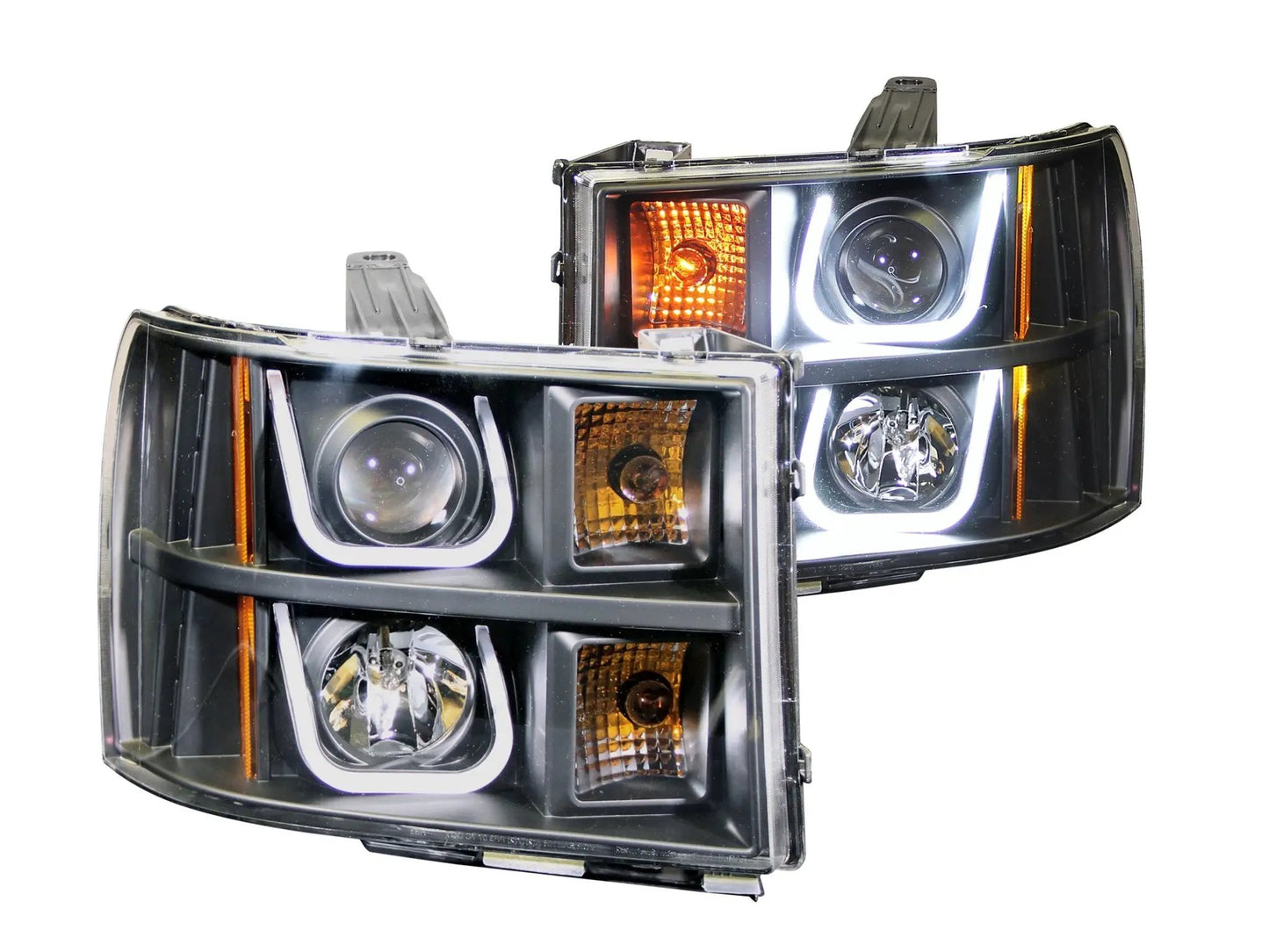 ANZO USA Projector Headlight Set - Clear Lens - Black Housing - Pair - w/U-Bar by ANZO USA