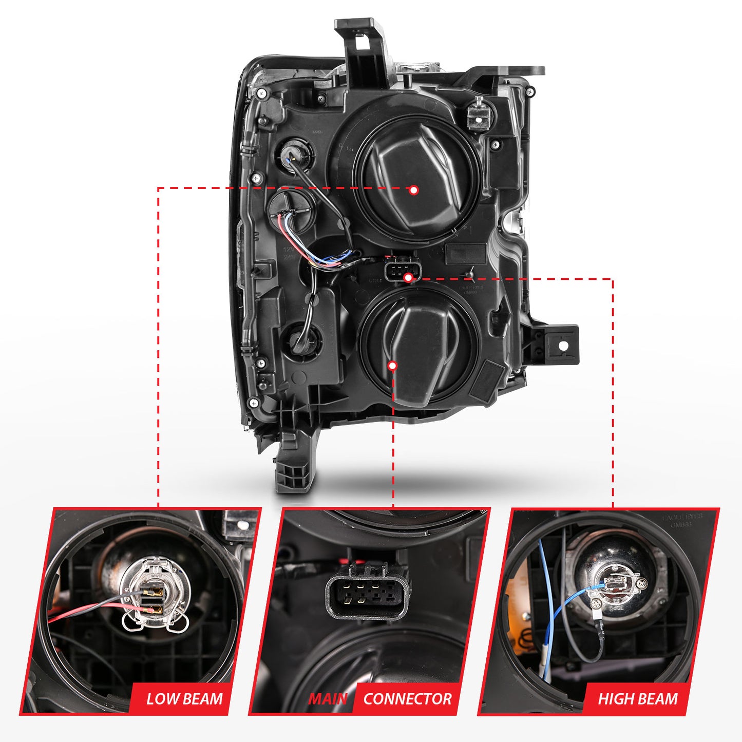 ANZO USA Projector Headlights w/ Plank Style Design Black w/ Amber