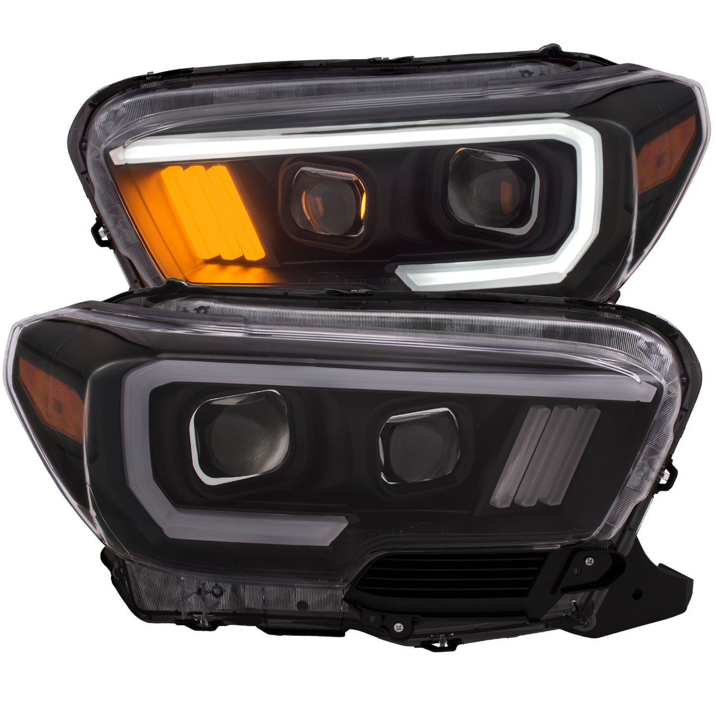 ANZO USA Projector Headlights w/ Plank Style Black w/ Amber