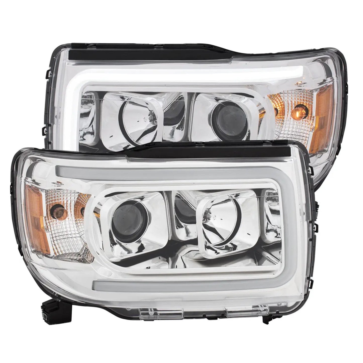 ANZO USA Projector Headlights w/ Plank Style Design Chrome w/ Amber by ANZO USA