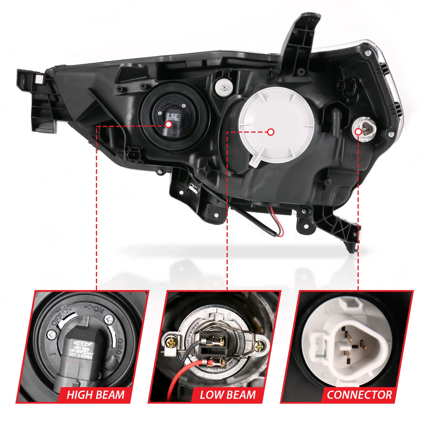 ANZO USA Projector Headlights w/ Plank Style Switchback Black w/ Amber