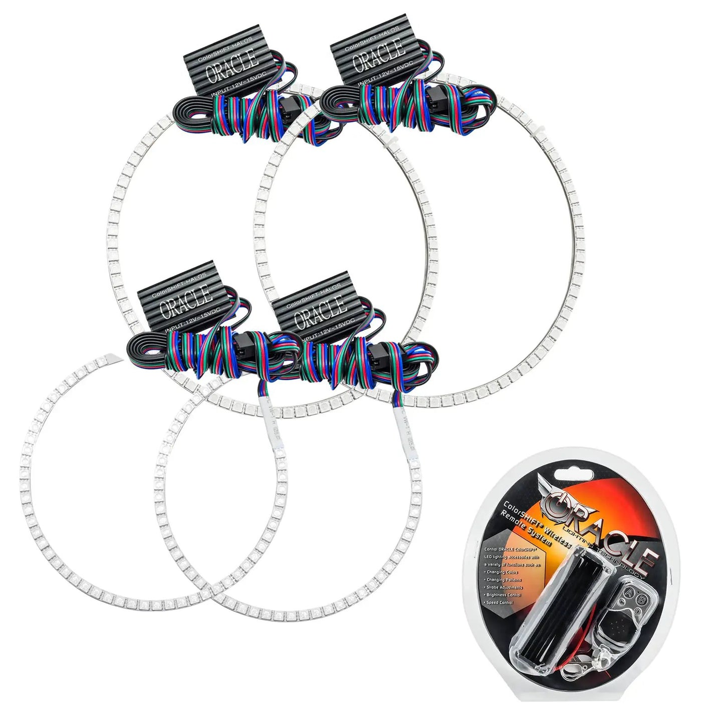 Oracle Lighting The halo kit uses an advanced LED chip which provides bright light output yet consumes less power. The kit mounts easily to your headlight housing with the provided 3M adhesive backing. by Oracle Lighting