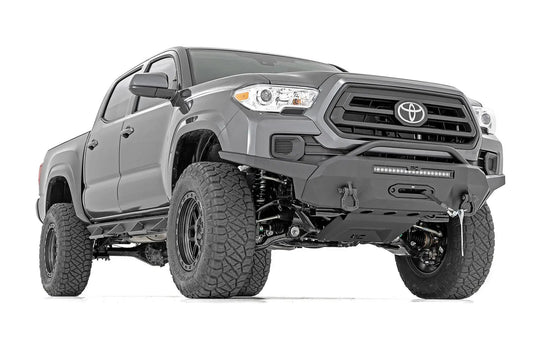 Rough Country Front Bumper | Hybrid | 20" Blk LED | 9500-Lb Winch Syn | Toyota Tacoma (16-23) by Rough Country