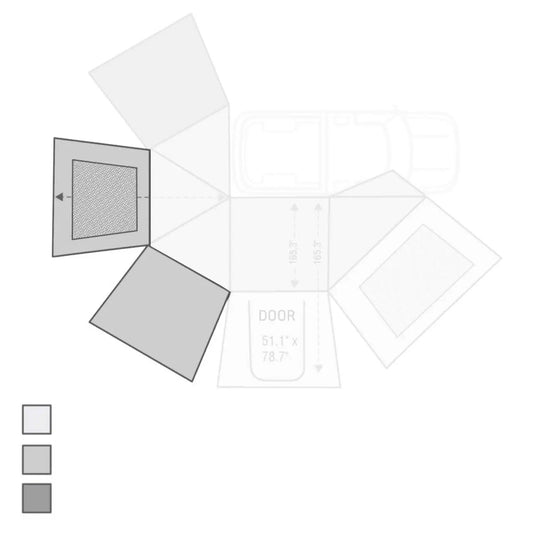 OVS HD Nomadic 270 - Awning Wall 2 W/Window, Passenger Side, Grey Body, Green Trim W/Storage Bag by OVS