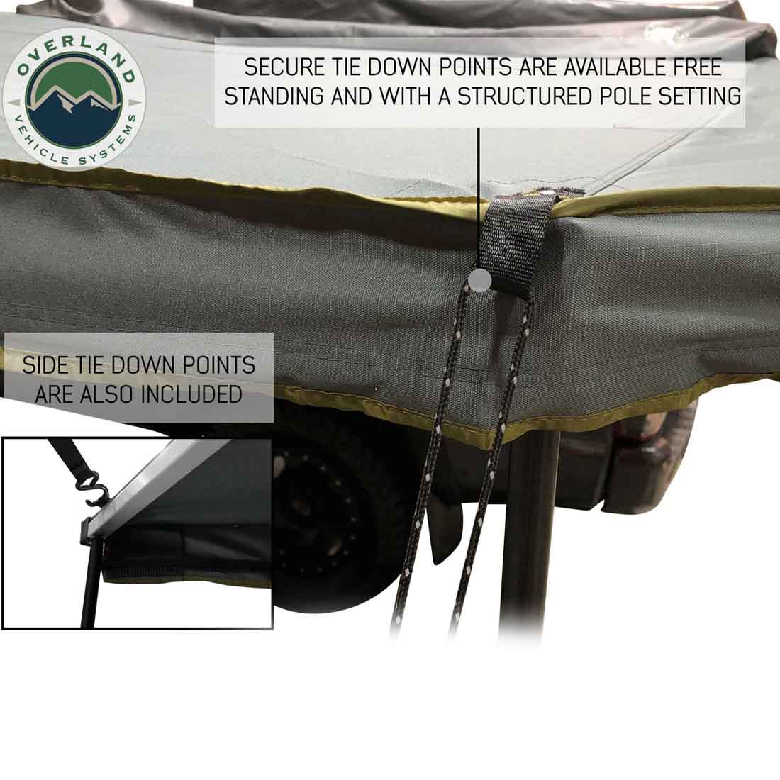 OVS HD Nomadic 270 - Awning, Passenger Side, Grey Body, Green Trim & Black Travel Cover by OVS