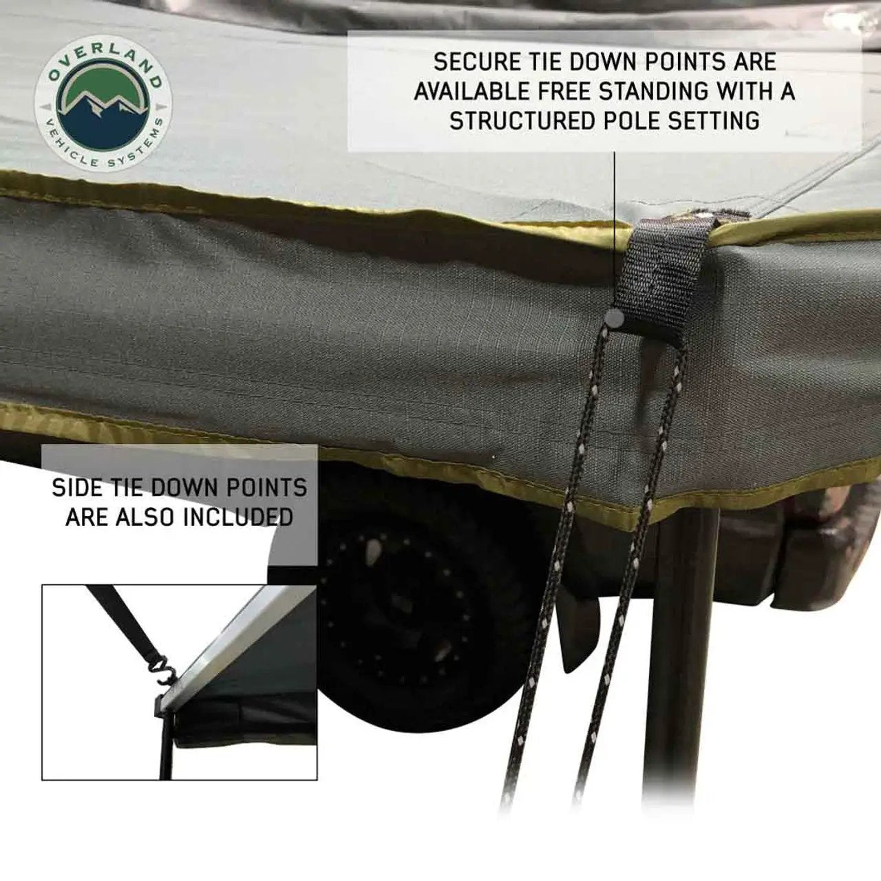 OVS HD Nomadic 270 LT - Awning, Passenger Side, Grey Body, Green Trim W/Black Travel Bag by OVS