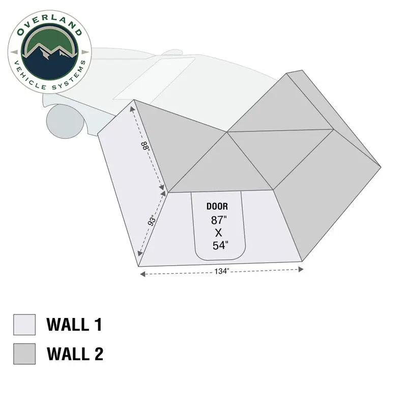 OVS HD Nomadic 270 LT - Awning Wall Kit 1 & 2, Driver Side, Grey Body, Green Trim W/Storage Bag by OVS