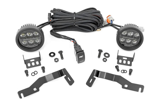 Rough Country LED Light Kit | Ditch Mount | Black Series Round | 3.5 Inch | Amber DRL | Toyota Tacoma (24-25) by Rough Country