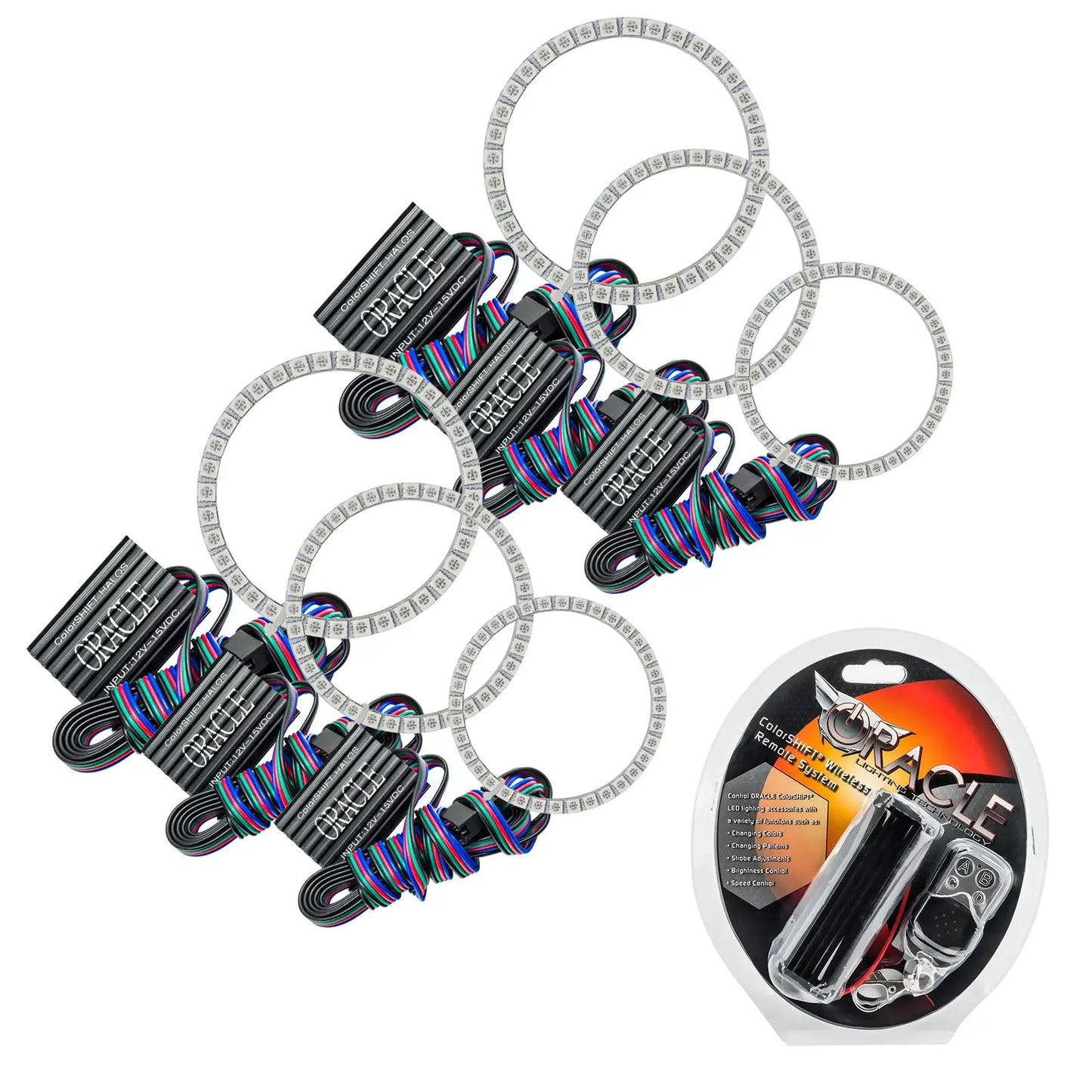 Oracle Lighting The halo kit uses an advanced LED chip which provides bright light output yet consumes less power. The kit mounts easily to your headlight housing with the provided 3M adhesive backing. by Oracle Lighting