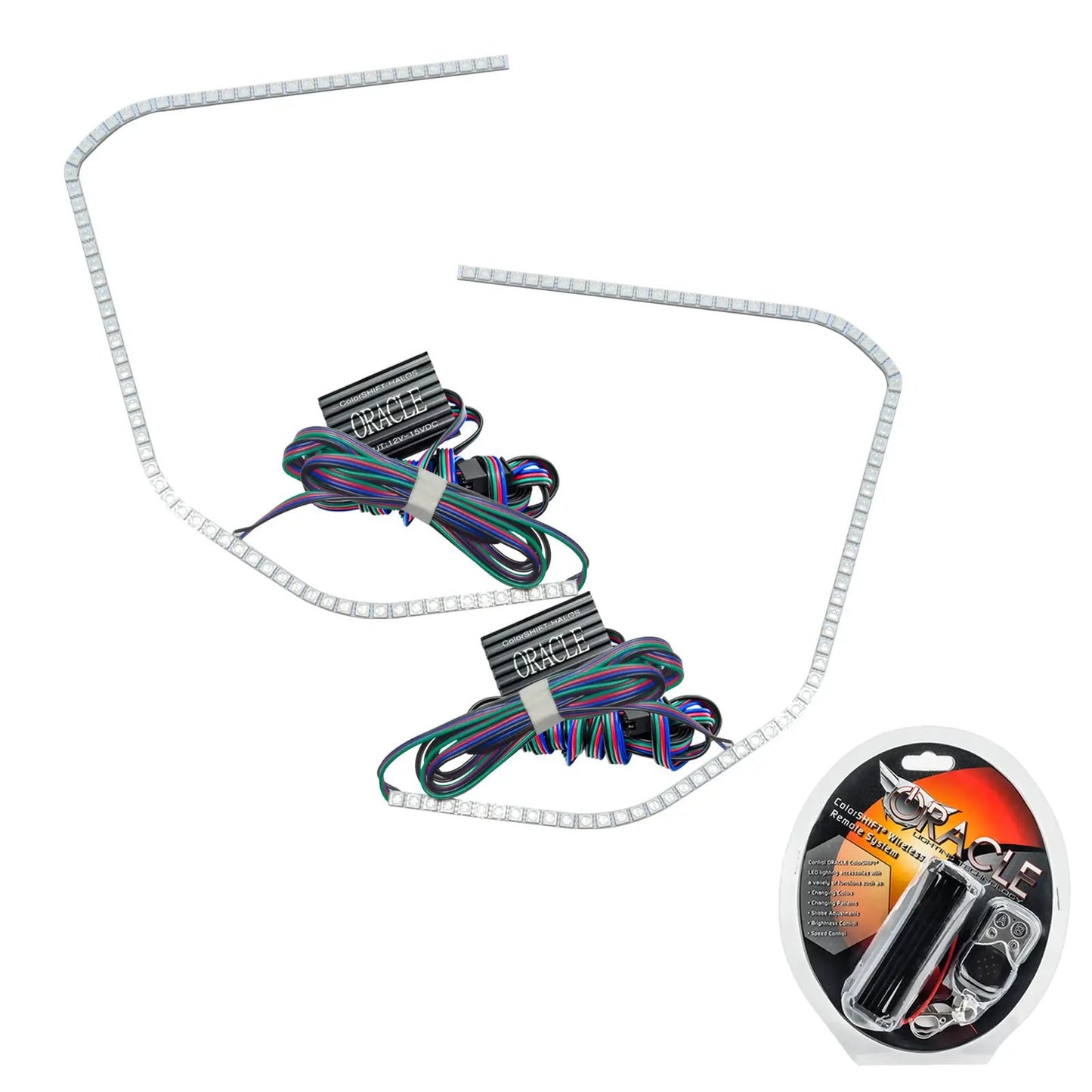 Oracle Lighting The halo kit uses an advanced LED chip which provides bright light output yet consumes less power. The kit mounts easily to your headlight housing with the provided 3M adhesive backing. by Oracle Lighting