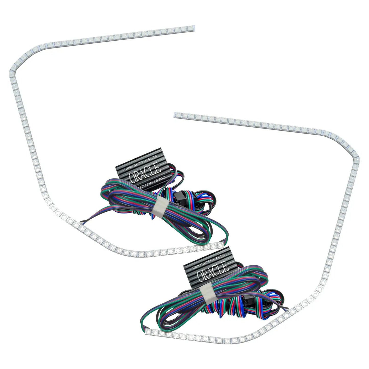 Oracle Lighting The kit does not include a ColorSHIFT(tm) controller. The halo kit uses an advanced LED chip which provides bright light output yet consumes less power. The kit mounts easily to your headlight housing with the provided 3M adhesive backing. by Oracle Lighting