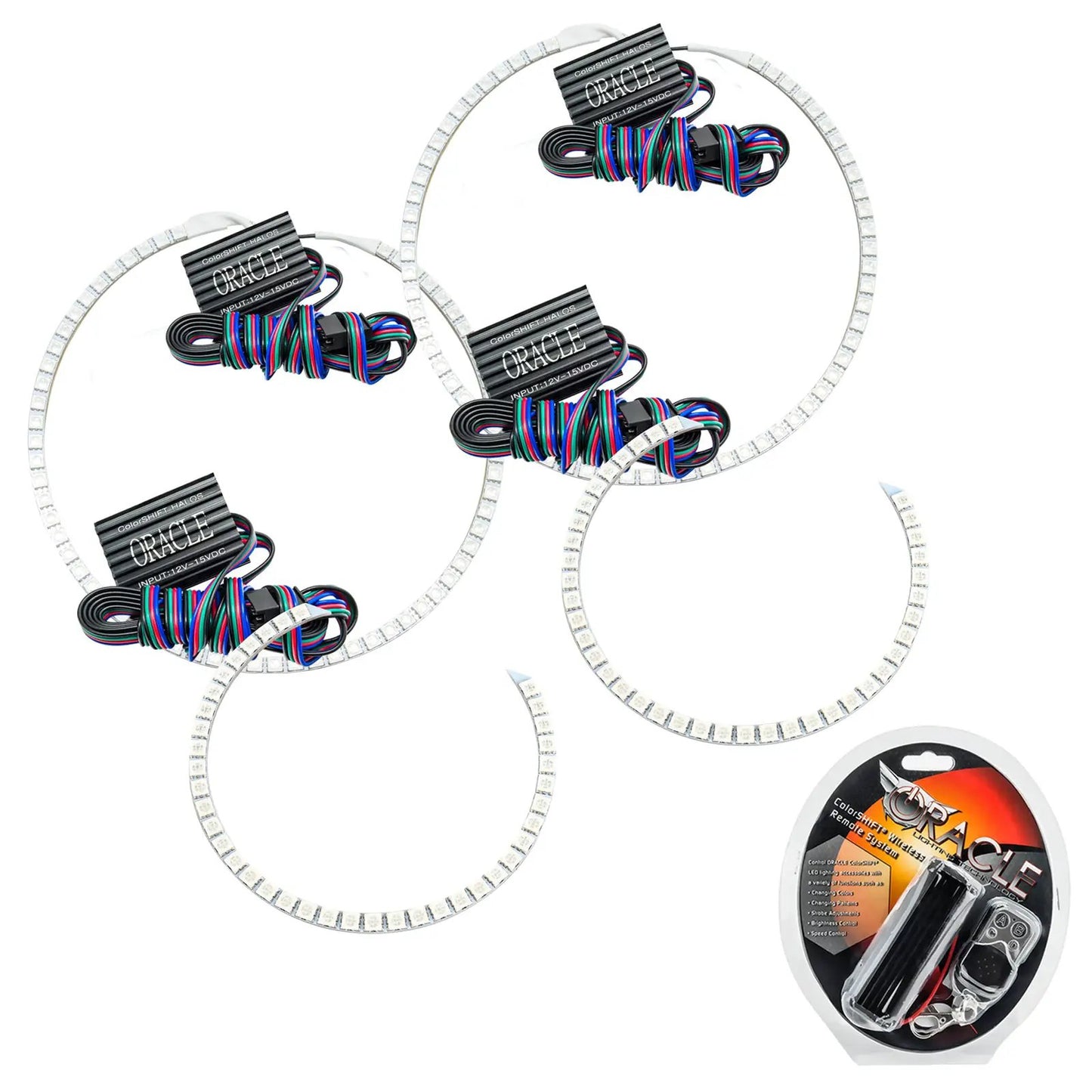 Oracle Lighting The halo kit uses an advanced LED chip which provides bright light output yet consumes less power. The kit mounts easily to your headlight housing with the provided 3M adhesive backing. by Oracle Lighting