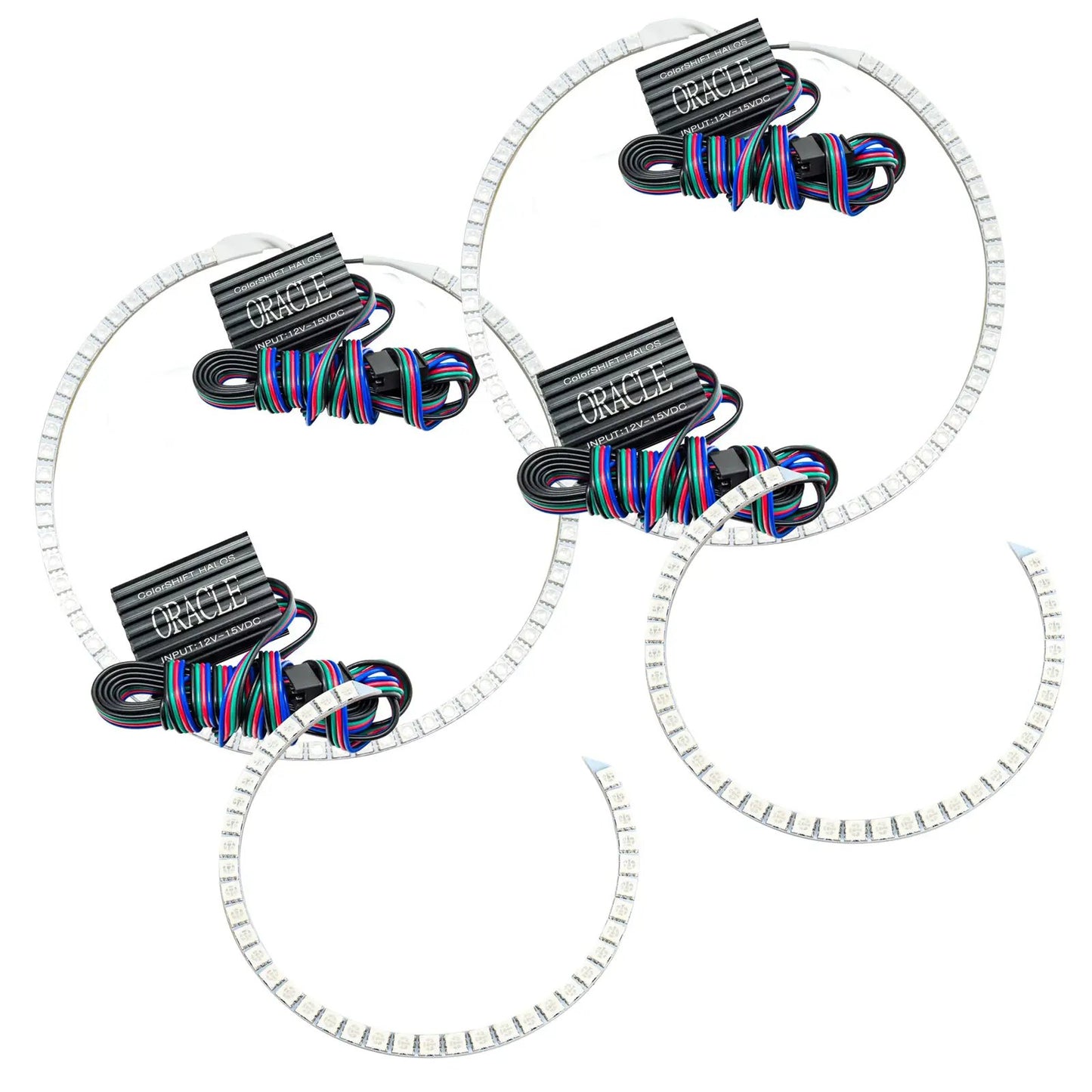 Oracle Lighting The kit does not include a ColorSHIFT(tm) controller. The halo kit uses an advanced LED chip which provides bright light output yet consumes less power. The kit mounts easily to your headlight housing with the provided 3M adhesive backing. by Oracle Lighting