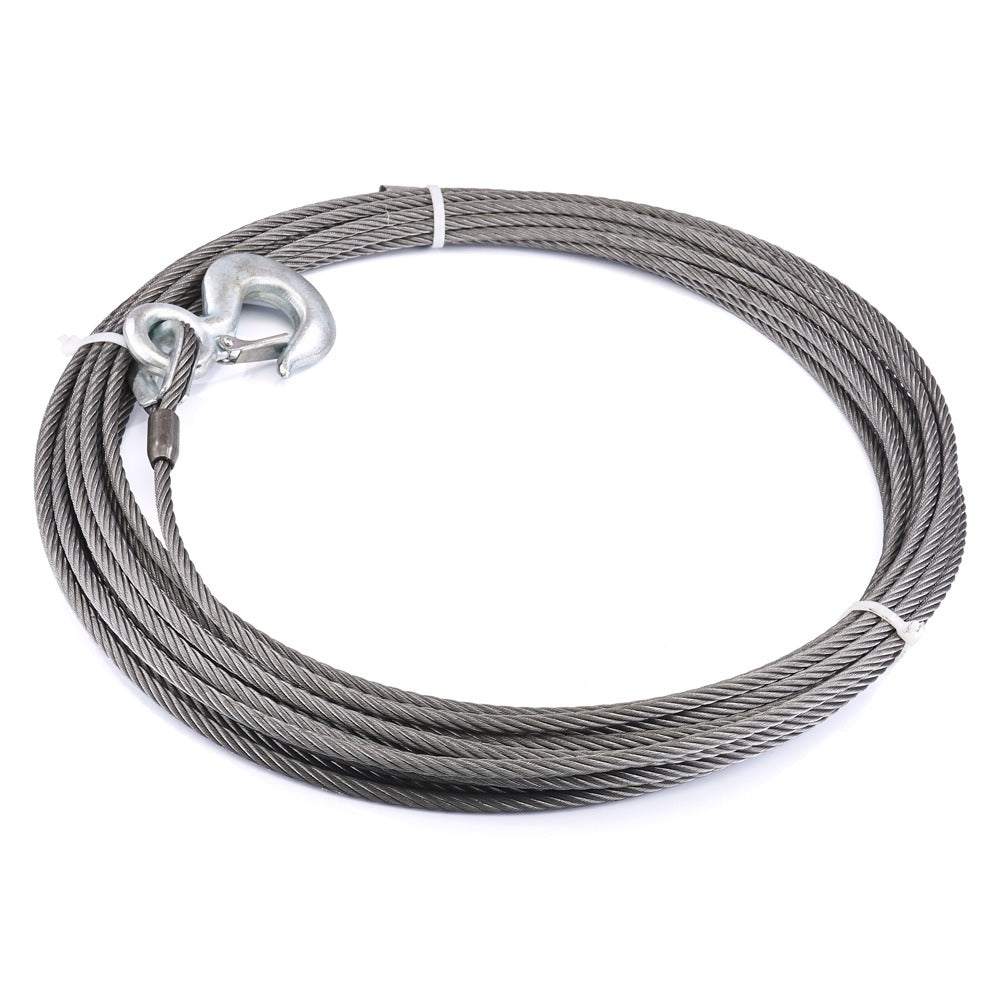 Warn 15100 Pound Capacity; 3/8 Inch Diameter x 75 Foot Length; EIPS Wire; Loop on One End and Hook on Other End