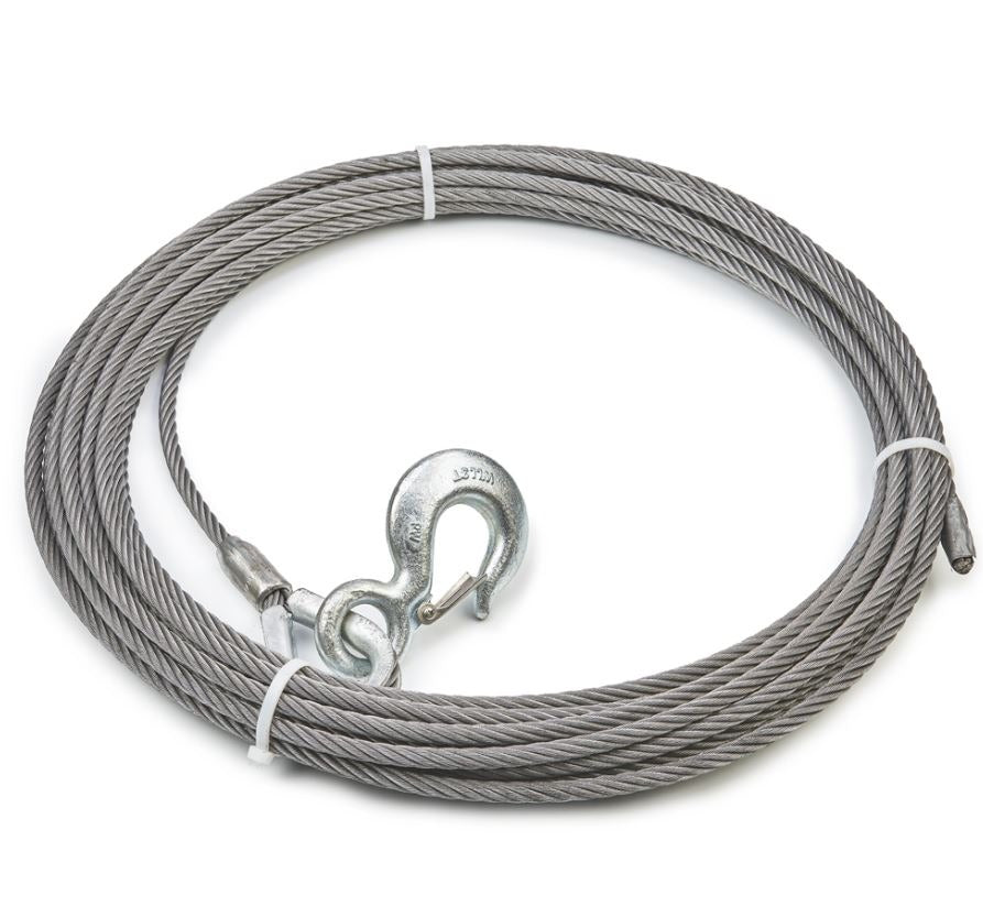 Warn 20400 Pound Capacity; 7/16 Inch Diameter x 75 Foot Length; EIPS Wire; Loop on One End and Hook on Other End