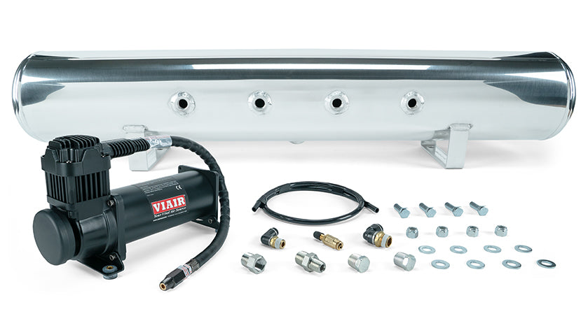 Air Lift Performance 5 Gallon Polished Tank w/ Viair 444c black compressor, 1/4" & 3/8" fittings and tank mounting hardware
