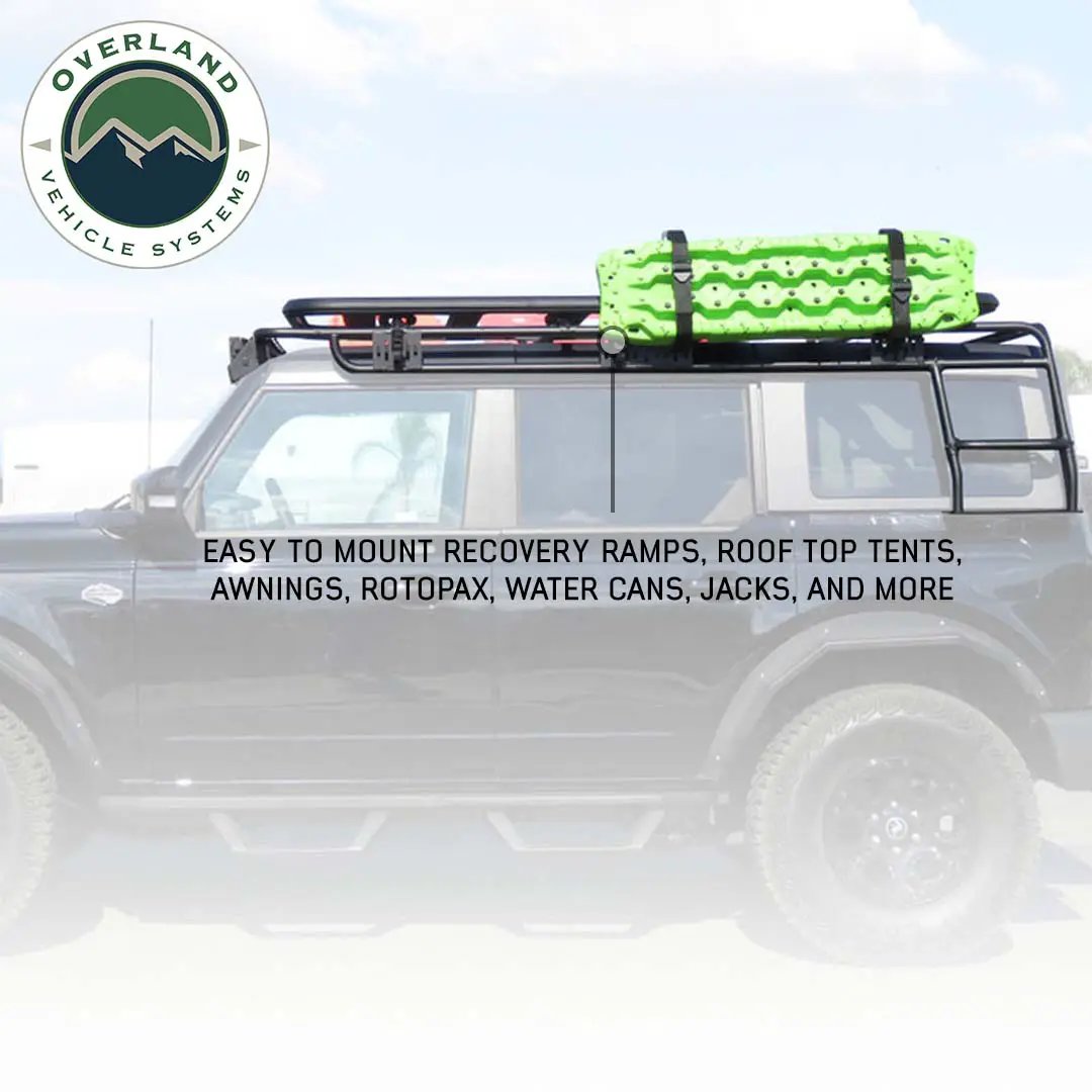 King 4WD Ford Bronco Overland Rack System With Integrated Step and Light Bar Mount by King 4WD