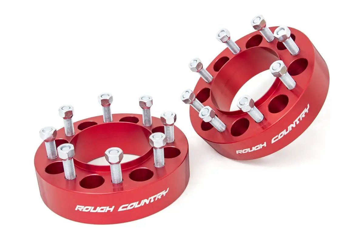 Rough Country 2 Inch Wheel Spacers | 8x170 | Red | Ford F-250/F-350 Super Duty 4WD (03-26) by Rough Country