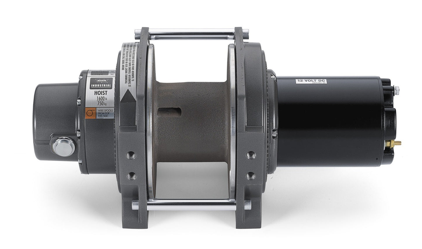 Warn 12 Volt Electric; 1600 Pound Line Pull Capacity; Without Rope; Without Fairlead; Without Remote; 261 Gear Reduction; Automatic Cone Brake