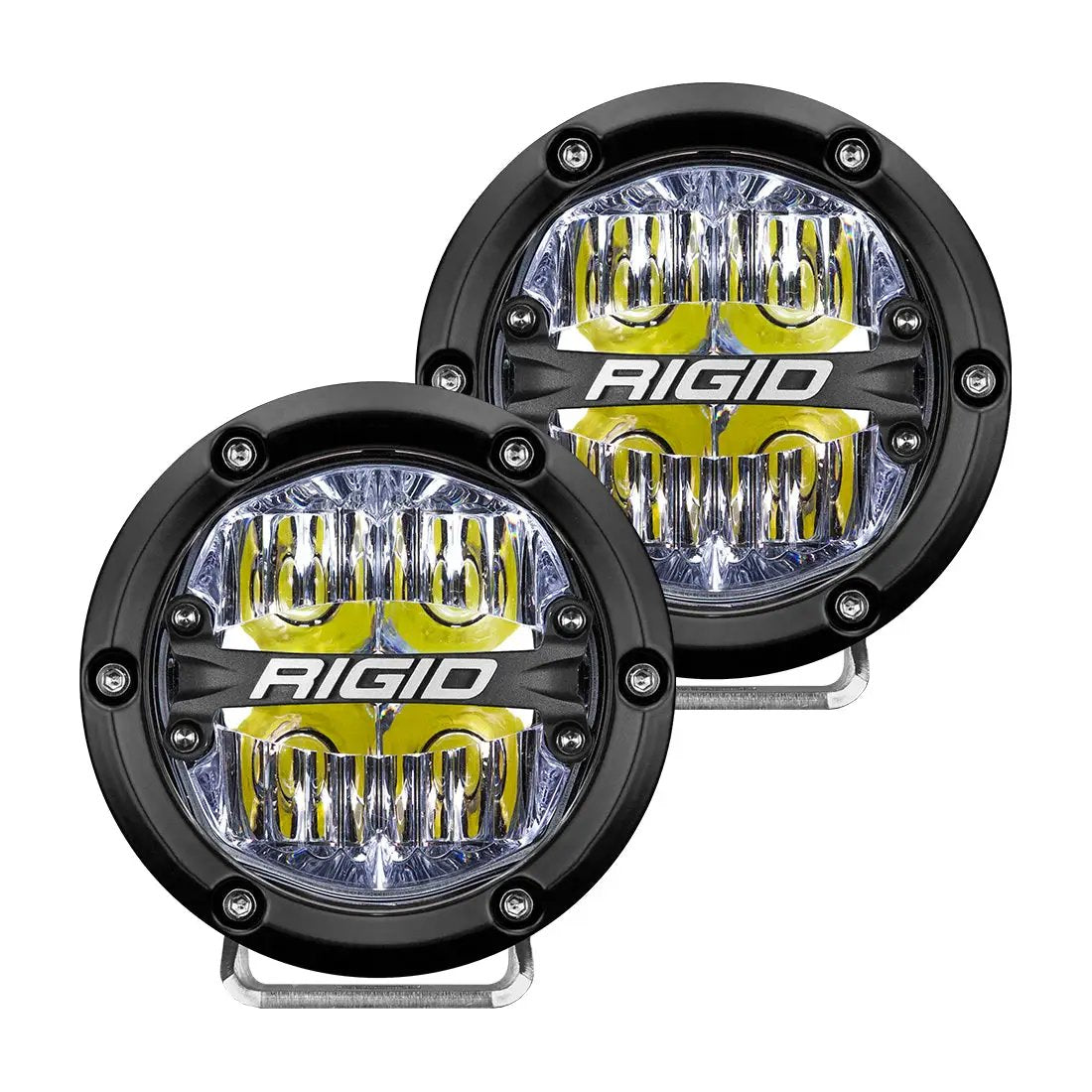 RIGID Industries 360-Series 4 Inch Round LED Off-Road Light, Drive Beam Pattern for Moderate Speeds, White Backlight, Pair