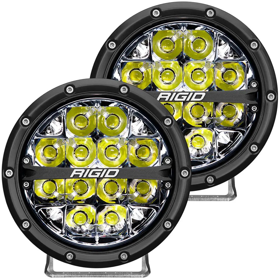 RIGID Industries 360-Series 6 Inch Round LED Off-Road Light, Spot Beam Pattern for High Speeds, White Backlight, Pair by RIGID Industries