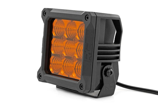 Rough Country 4 Inch LED Amber Light Pods | Square | Amber DRL | Pair by Rough Country