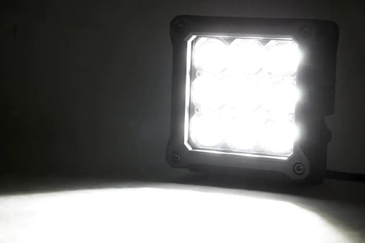 Rough Country 4 Inch Chrome Series LED Light Pods | Square | White DRL | Pair by Rough Country