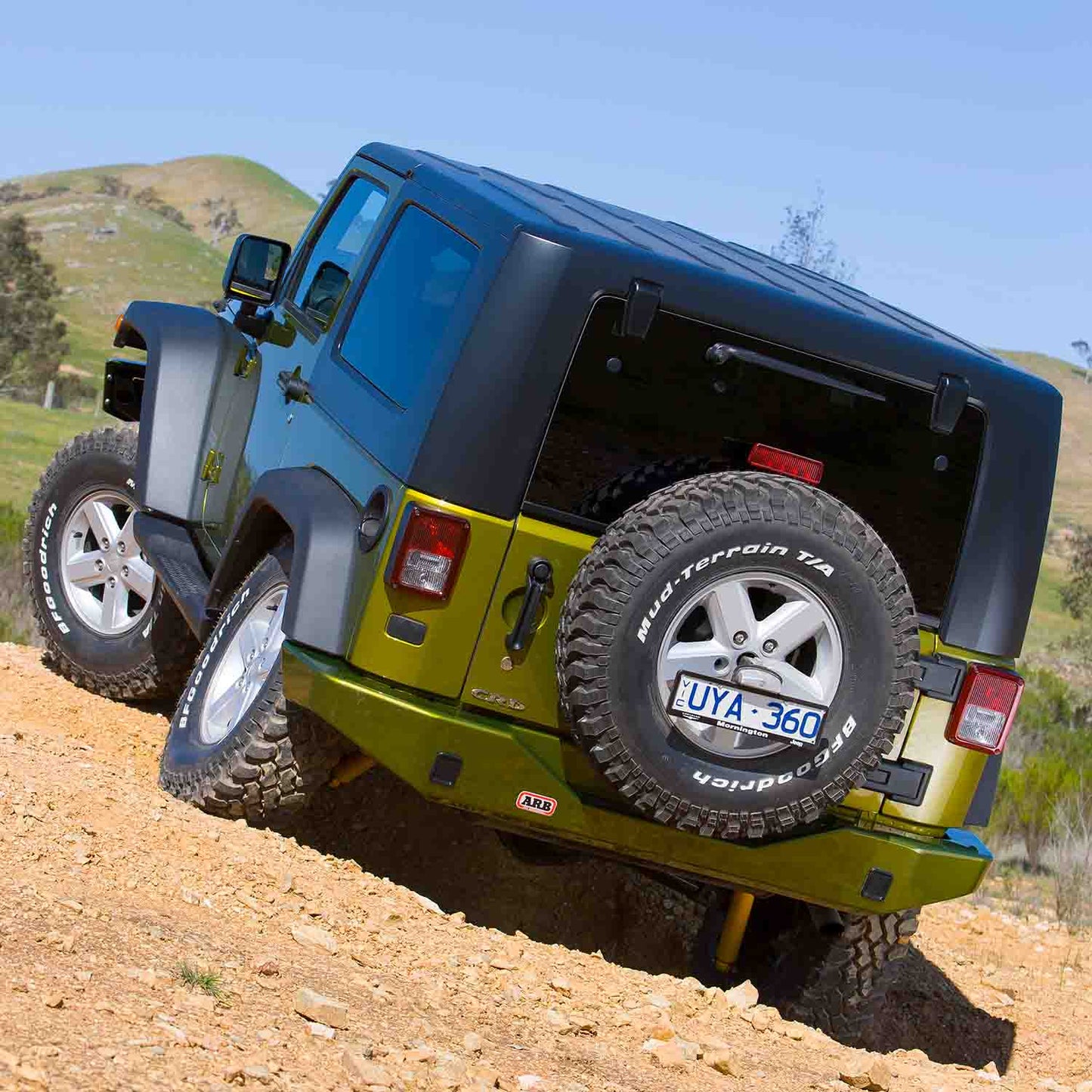 ARB Rear Bumper, Vehicle Specific, Black, Steel, Dual Jacking Points, Low-Slip Tread