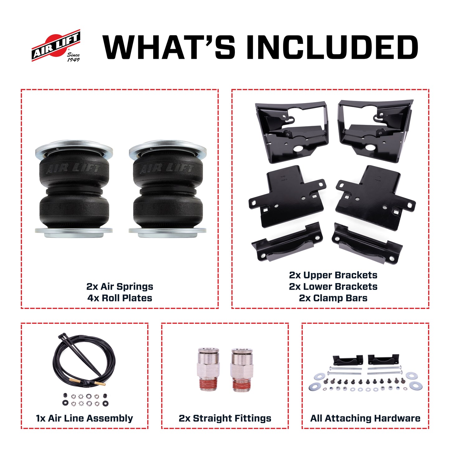 Air Lift LoadLifter 5000 load support kit for the 2023-2025 Toyota Sequoia, PN 57264, offers up to 5,000 lbs. of load-leveling capacity to help eliminate squat, trailer sway, and body roll. Backed by a limited lifetime warranty.
