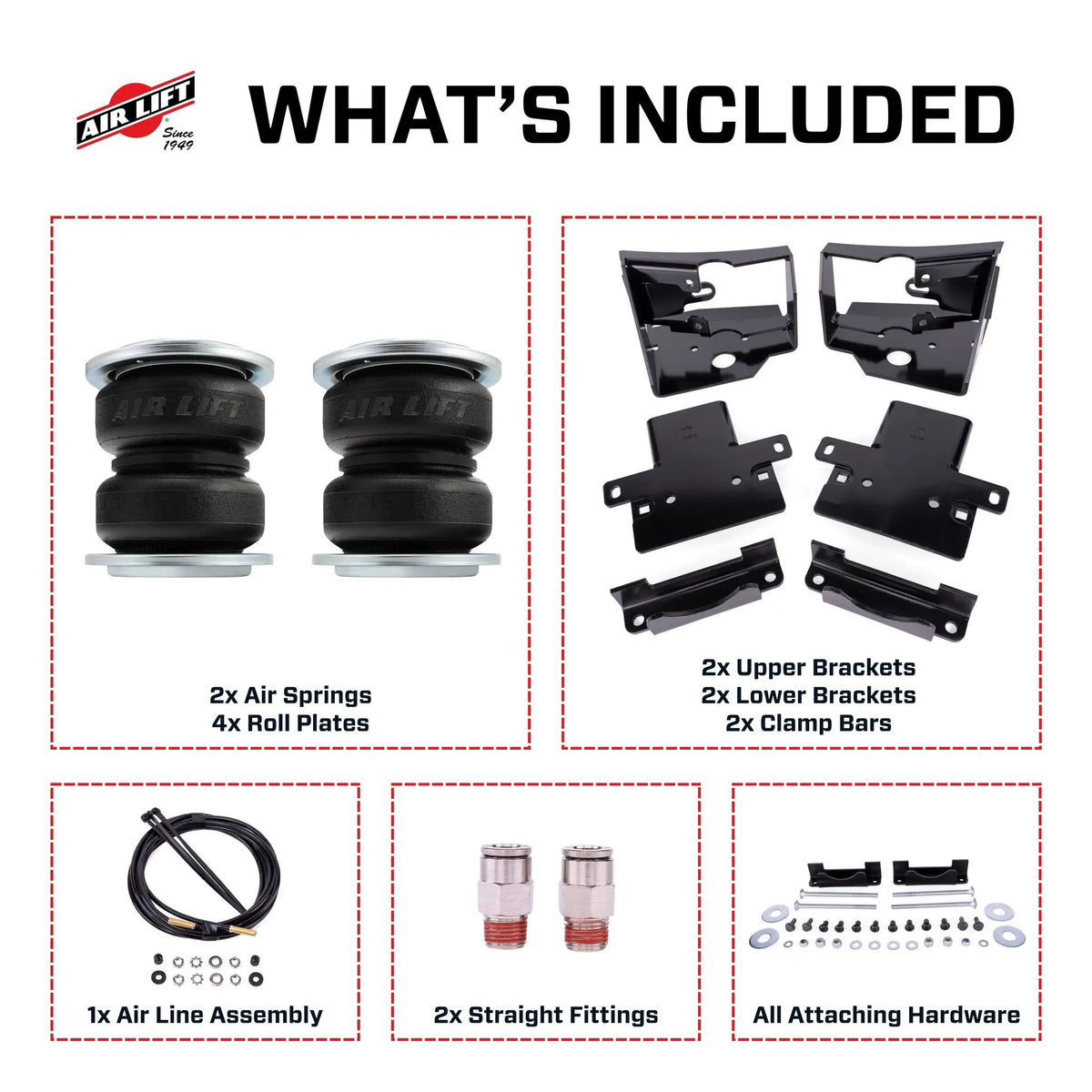 Air Lift LoadLifter 5000 load support kit for the 2023-2025 Toyota Sequoia, PN 57264, offers up to 5,000 lbs. of load-leveling capacity to help eliminate squat, trailer sway, and body roll. Backed by a limited lifetime warranty. by Air Lift