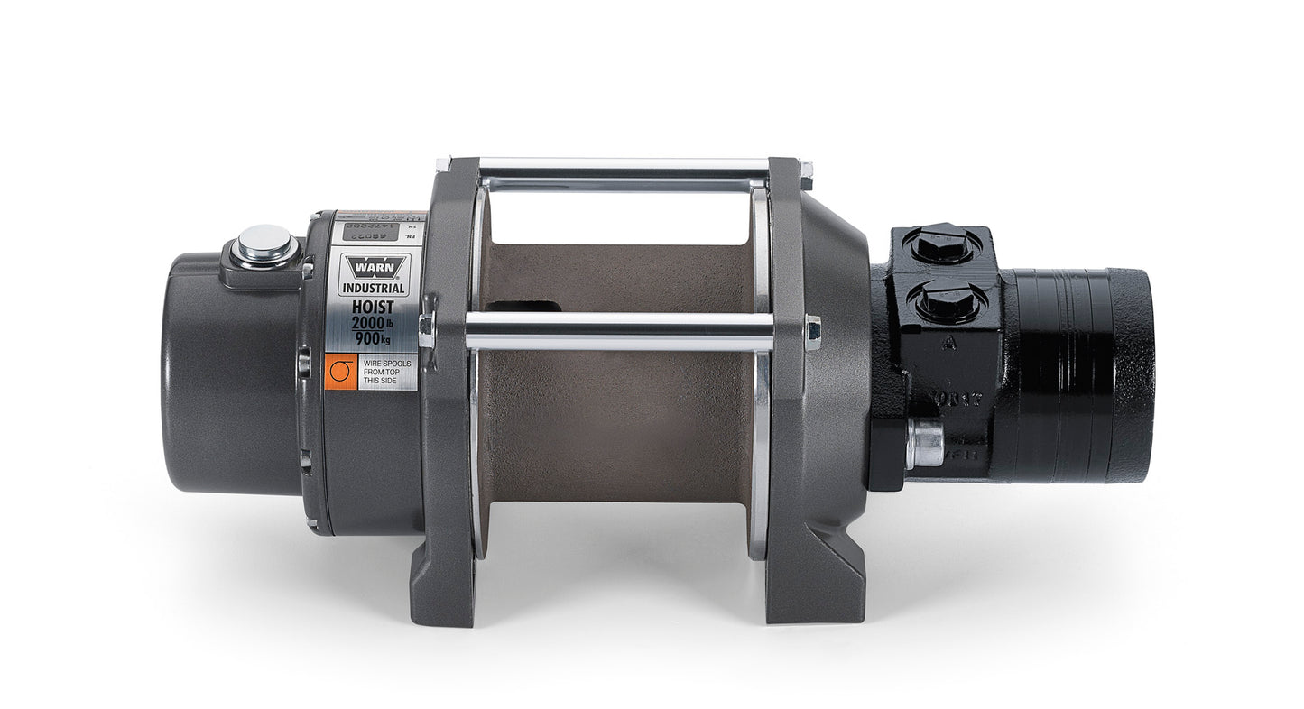 Warn Hydraulic; 2000 Pound Line Pull Capacity; Without Rope; Without Fairlead; Without Remote; 26:1 Gear Reduction; Automatic Cone Brake