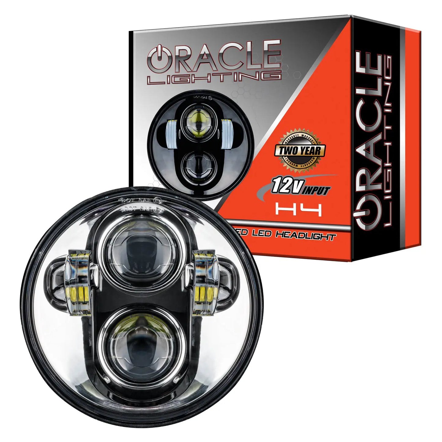 Oracle Lighting LED Headlight has increased vibration resistance since made with a Polycarbonate housing. The epoxy-sealed electronics help avoid moisture and corrosion. This LED headlight upgrade provides up to 30,000 hours of use. by Oracle Lighting