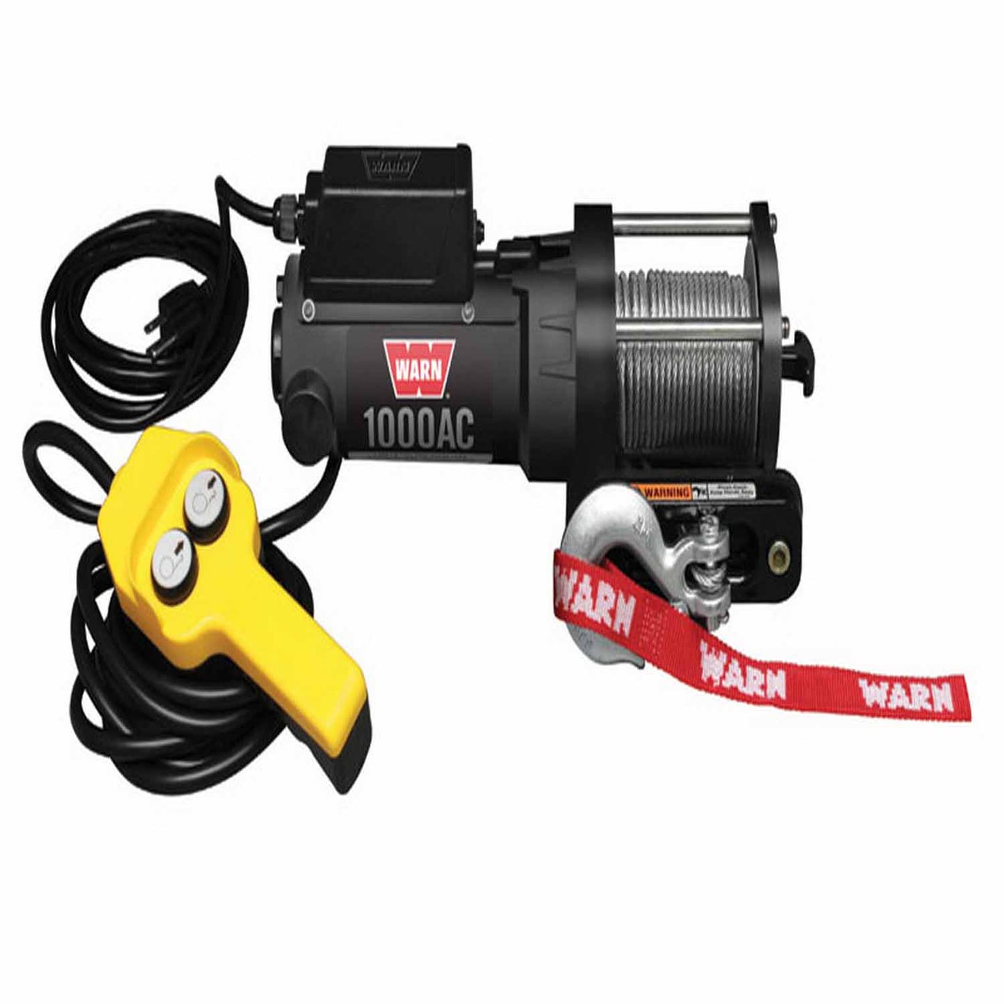 Warn Portable Utility Winch; 120-Volt Electric; 1000 Pound Line Pull Capacity; 43 Foot Wire Rope; Hawse Fairlead; Wired Remote; Planetary Gear Drive