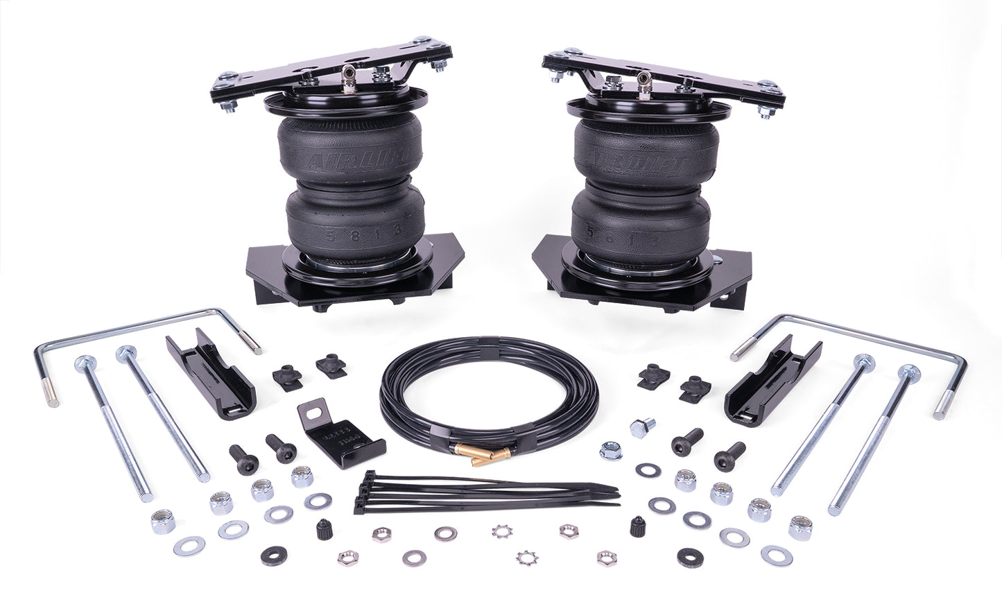 Air Lift LoadLifter 5000 Ultimate load support kit for the 23-26 Ford F-250/F-350 4WD SRW, offering up to 5,000 pounds of load-leveling capacity while eliminating squat, trailer sway, and bottoming out.