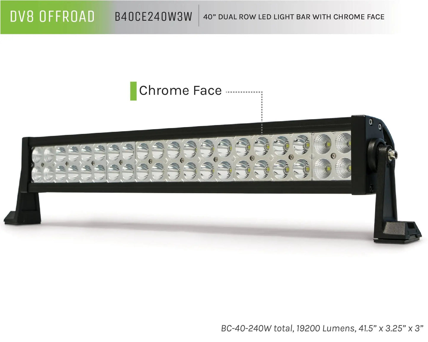 DV8 Offroad 40 in. Dual Row LED Light Bar; Chrome Face by DV8 Offroad