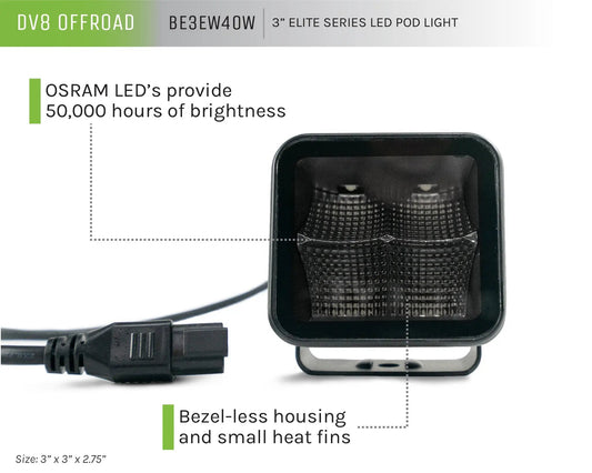 DV8 Offroad 3-Inch Elite Series Led Pod Light by DV8 Offroad