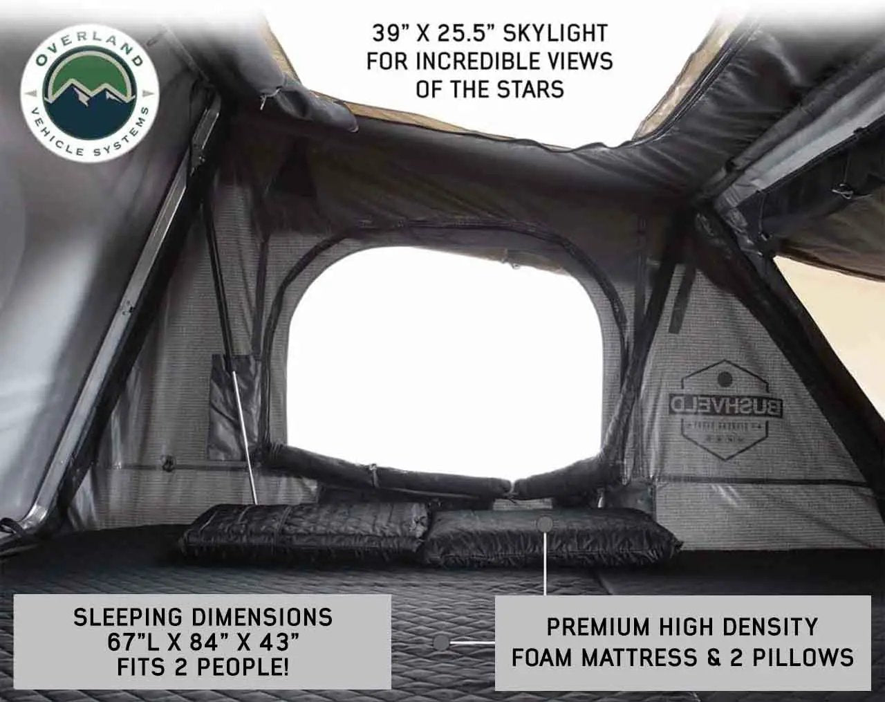 OVS HD Bushveld 2 - Cantilever Hard Shell Roof Top Tent, 2 Person, Grey Body & Green Rainfly by OVS