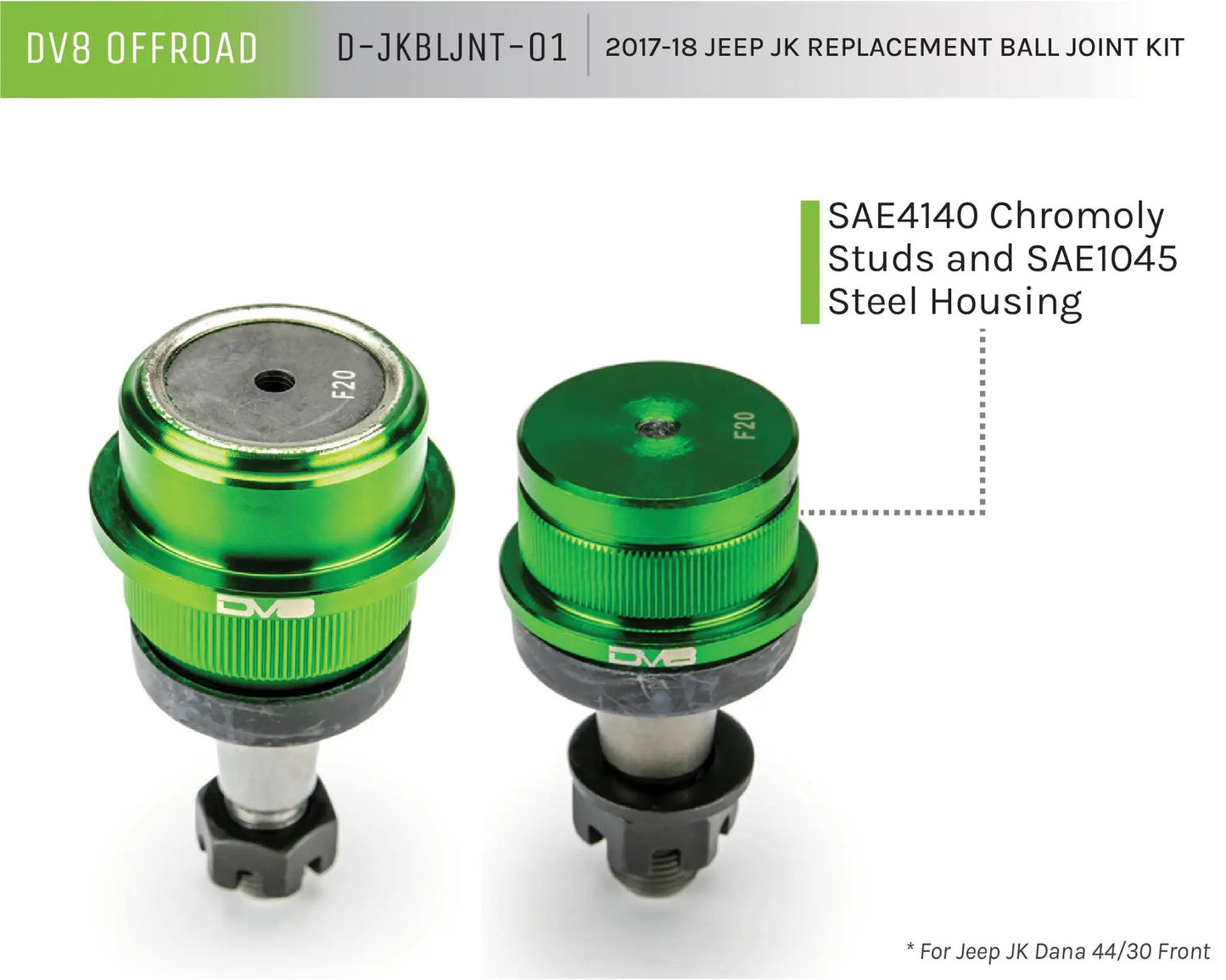 DV8 Offroad 07-18 Jeep JK W/ D30 OR D44 Replacement Ball Joint Kit by DV8 Offroad