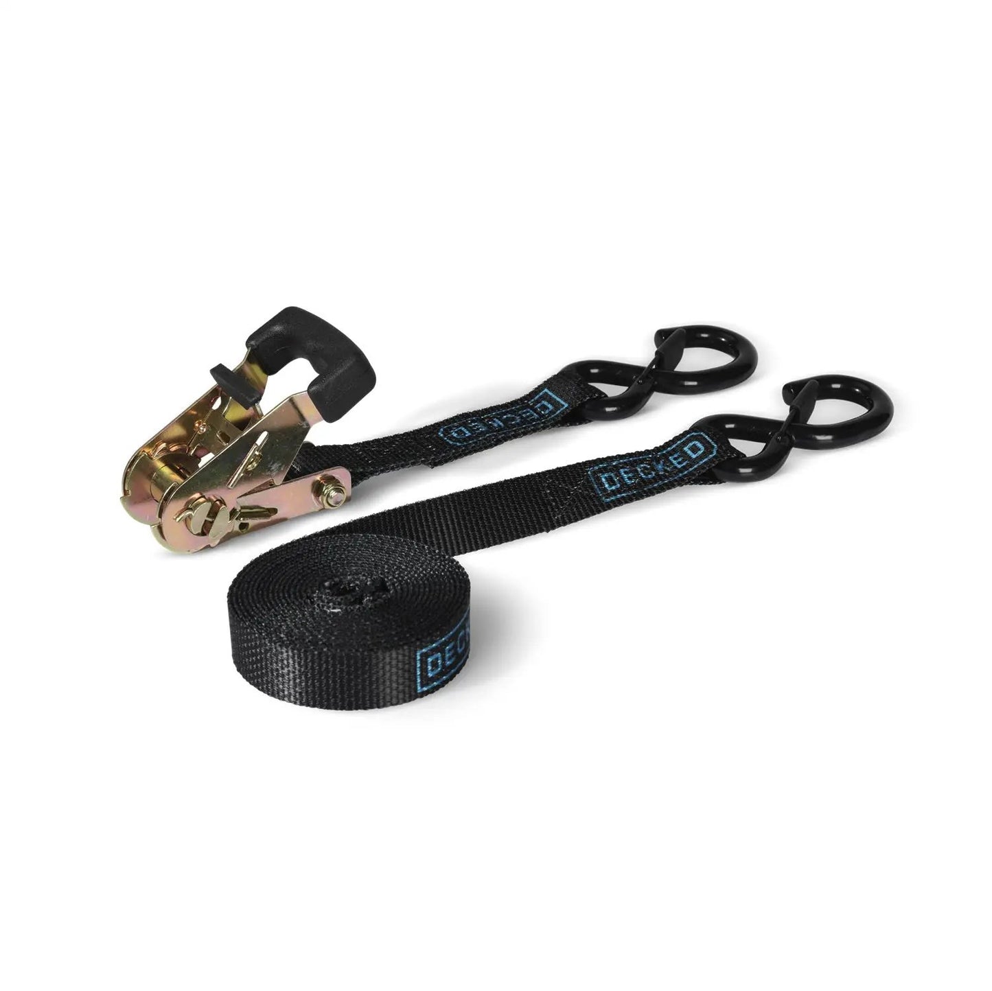 DECKED Rachet Straps - standard ratchet straps with DECKED logo - one set of two - black